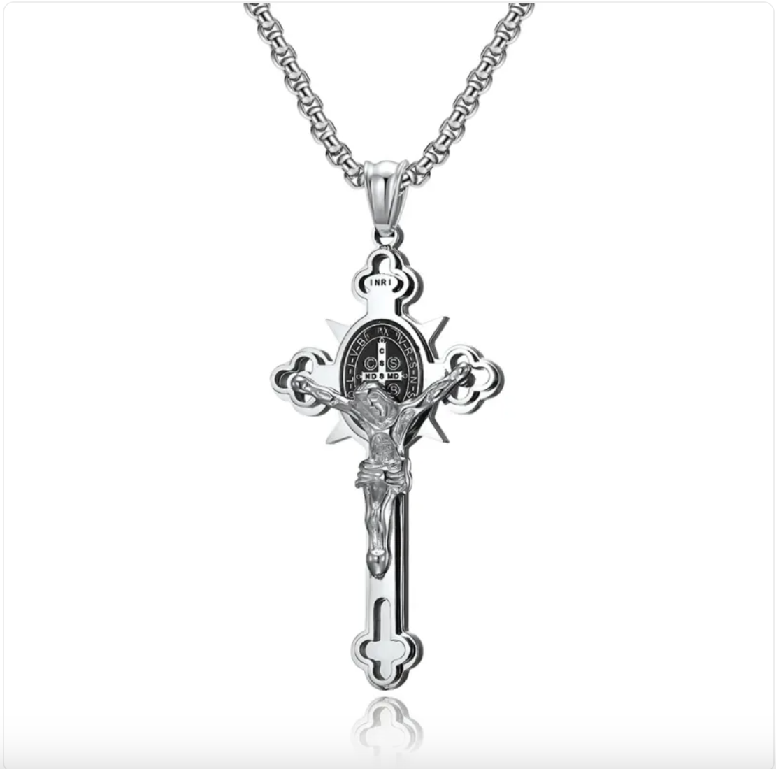 3D Stainless Steel Crucifix Cross Necklace
