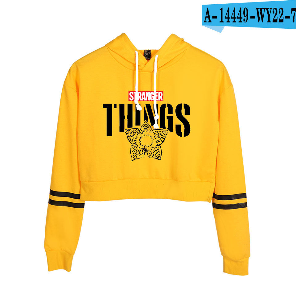 Stranger Things Cropped Hoodie for Women, Long Sleeve | Streetwear