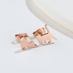 Rose Gold Stainless Steel Cat Stud Earrings