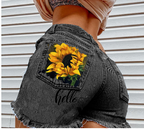 High Waist Denim Shorts for Women with Floral Print