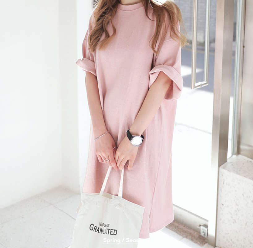 Casual Loose Maxi Dress with Short Sleeves