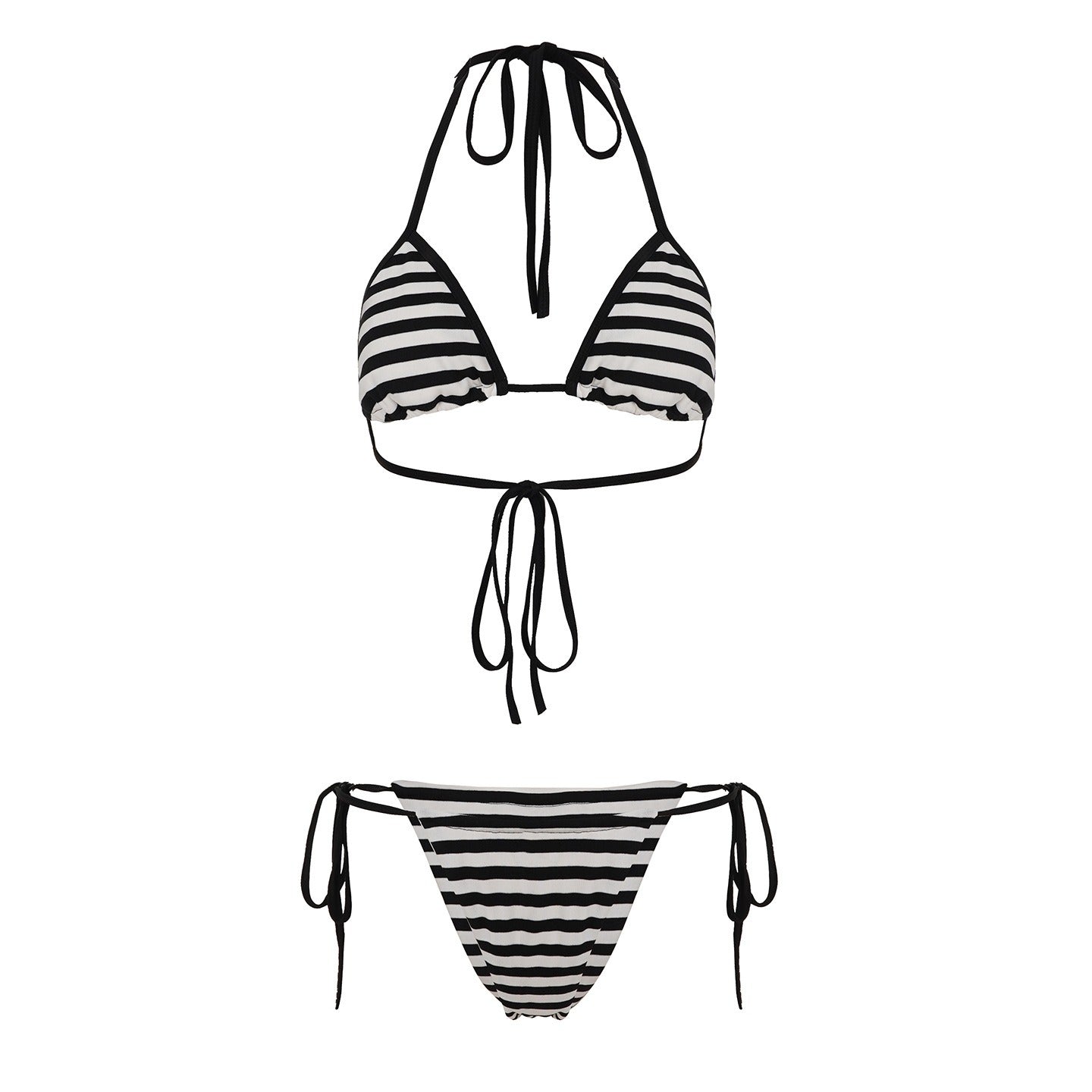 Striped Halter Bikini Set with Boyshorts