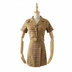 Vintage Plaid Crop Top A-Line Skirt Set