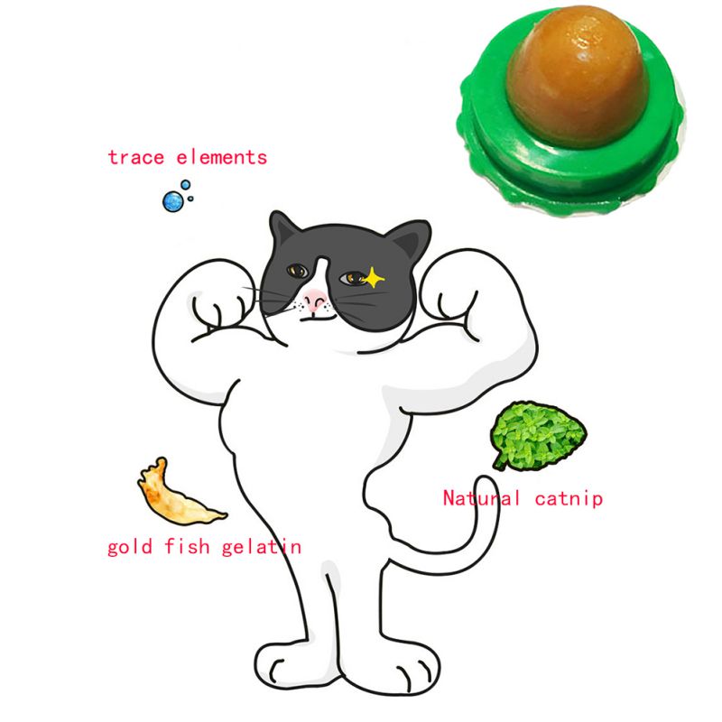 Cat Catnip Energy Lick Ball Treats, Natural Nutrition Snack Balls with Catnip and Trace Elements, Wall-Mounted Healthy Cat Candy
