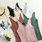 Knit Base Shirt, Lace V-Neck Camisole Top