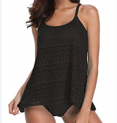 Lace Halter Swim Tankini Top