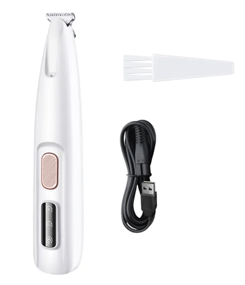 Rechargeable Dog Paw Trimmer with LED Light, Waterproff Low-Noise Electric Pet Hair Clipper for Paws Face & Eyes, USB Grooming Kit