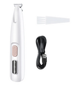 Rechargeable Dog Paw Trimmer with LED Light, Waterproff Low-Noise Electric Pet Hair Clipper for Paws Face & Eyes, USB Grooming Kit