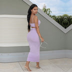 Women's Sexy Two-Piece Dress Set with Crop Top