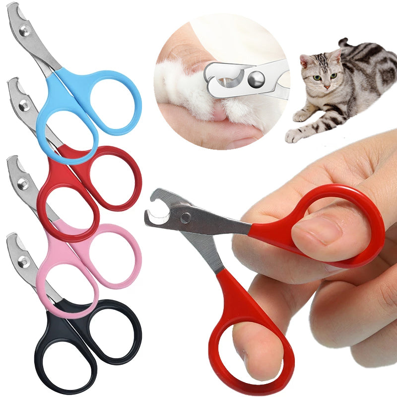 Pet Nail Clippers for Cats & Small Dogs, Stainless Steel Curved Blade Claw Trimmer Scissors, Easy-Grip Grooming Tool
