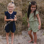 Girls' Bow Tie Jumpsuit with Shorts