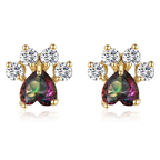 Cubic Zirconia Cat Paw Stud Earrings