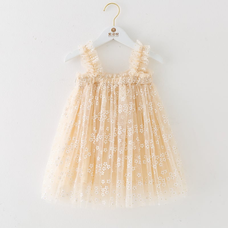 Sweet Summer Spaghetti-Strap Gauze Skirt for Girls