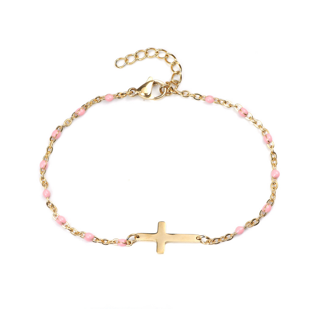 Dainty Cross Beaded Bracelet