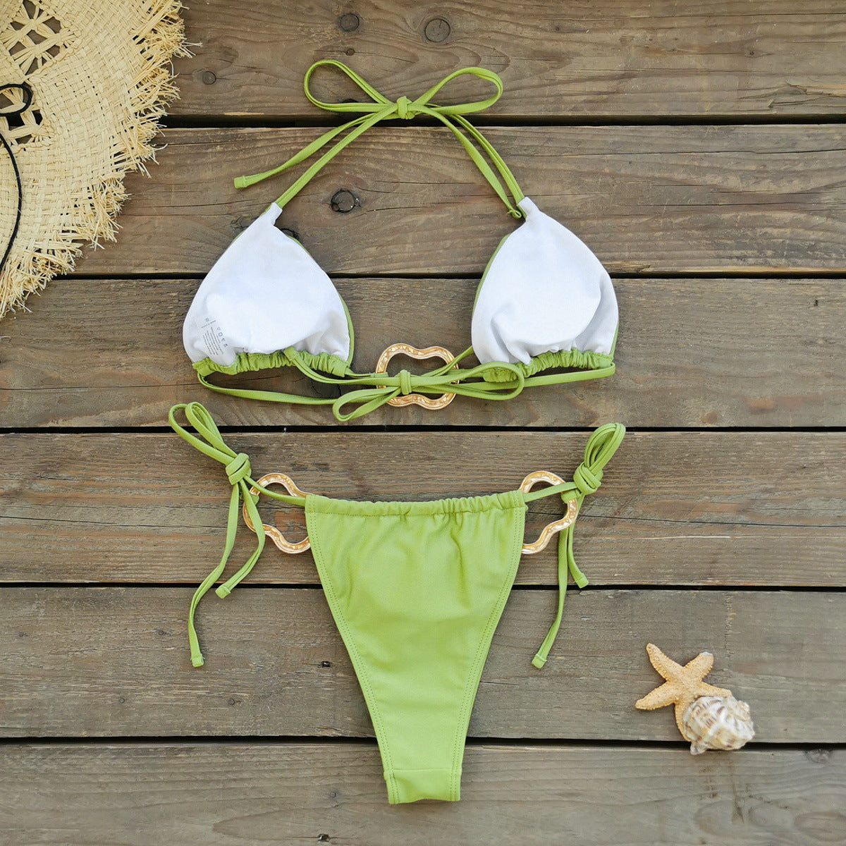 Gold Ring Triangle String Bikini
