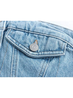 Blue Off-Shoulder Denim Corset Crop Top for Women