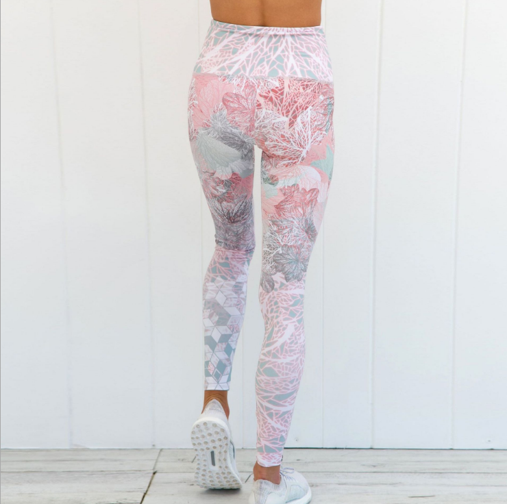 Printed Crop Top and Leggings Fitness Set