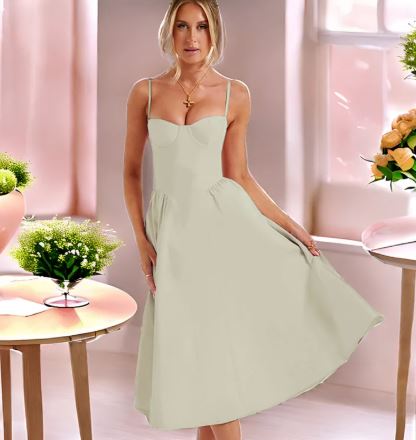 Sexy Bustier Spaghetti Straps Long Dress