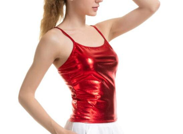Women's Shiny Metal Camouflage Spaghetti Strap Vest