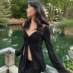 Twisted Bell Sleeve Crop Top