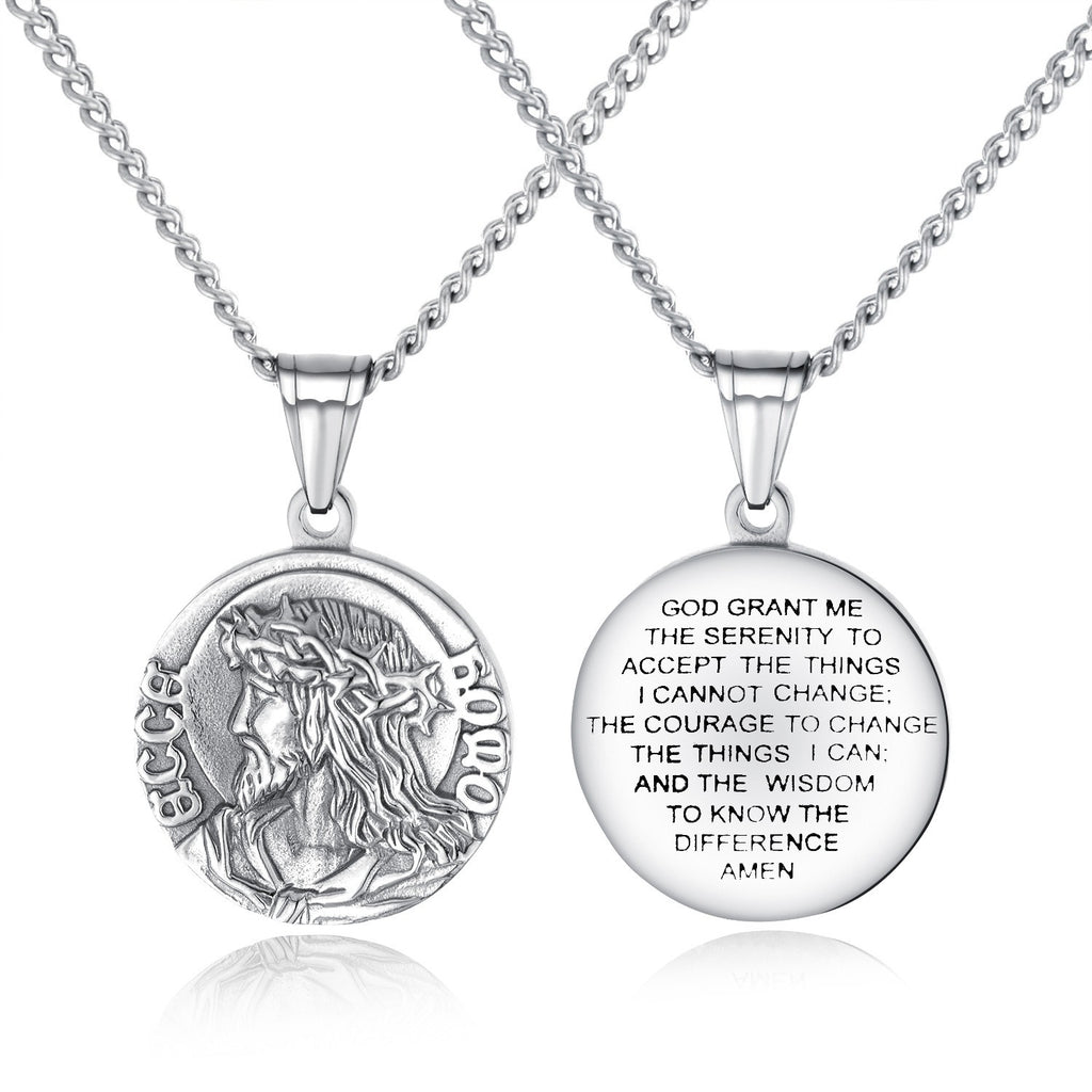 Titanium Steel Jesus Ecce Homo Pendant Necklace