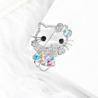 Rhinestone Cat Brooch Pin