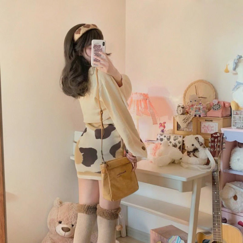 Knit Camisole Dress Two-Piece Cute Soft Set for Women
