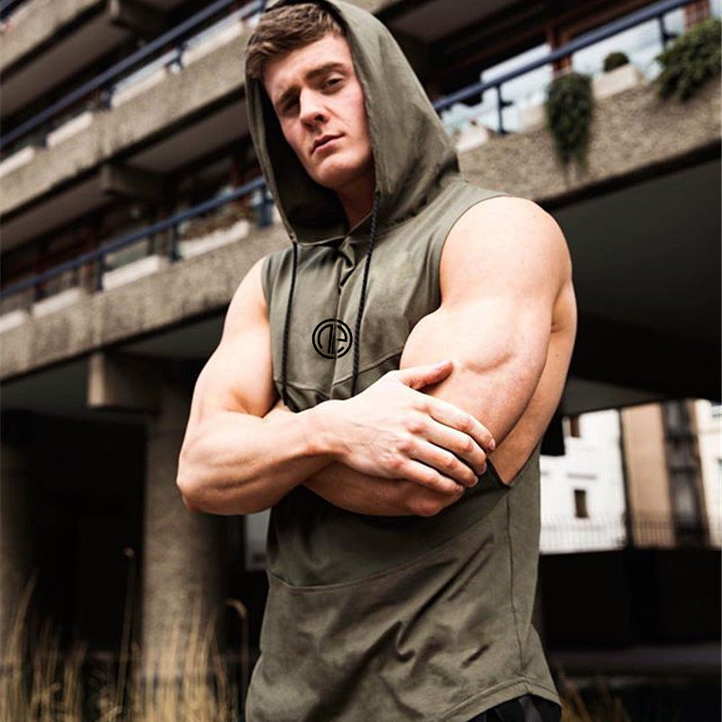 Men's Summer Muscle Brother Hooded Tank Top for Training