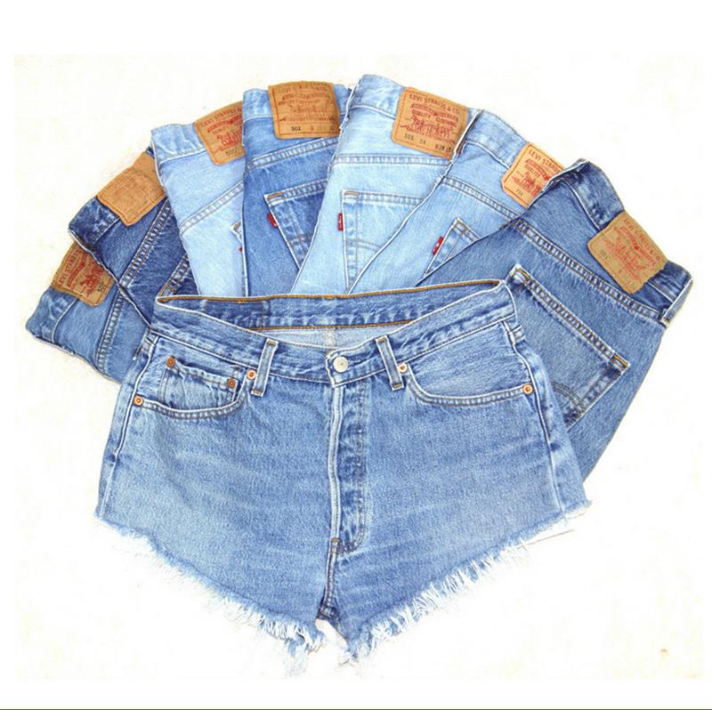 2020 Women's High-Waisted Frayed Denim Shorts