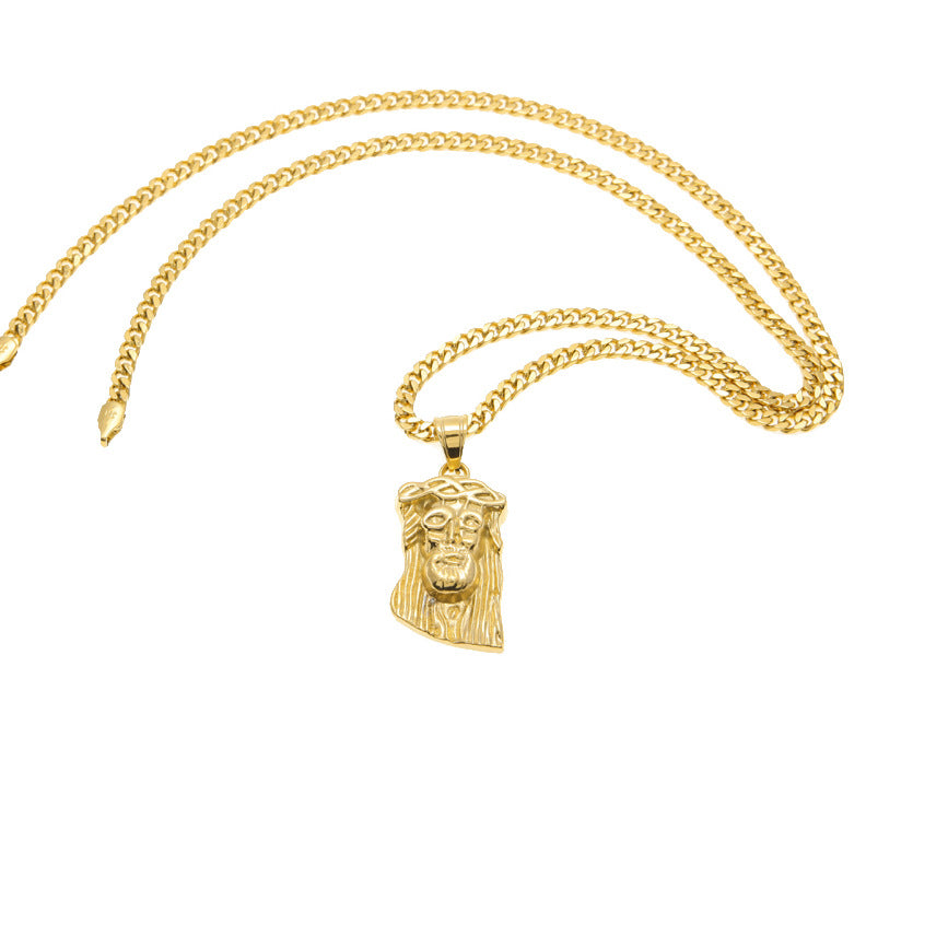 Abstract Jesus Face Pendant Necklace