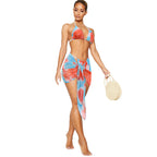 Women's Three-Piece Tie-Dye Bikini Set with Sarong