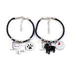 Enamel Dog Charm Leather Cord Bracelet
