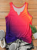Women's Casual Sleeveless Split Neck Tank Top