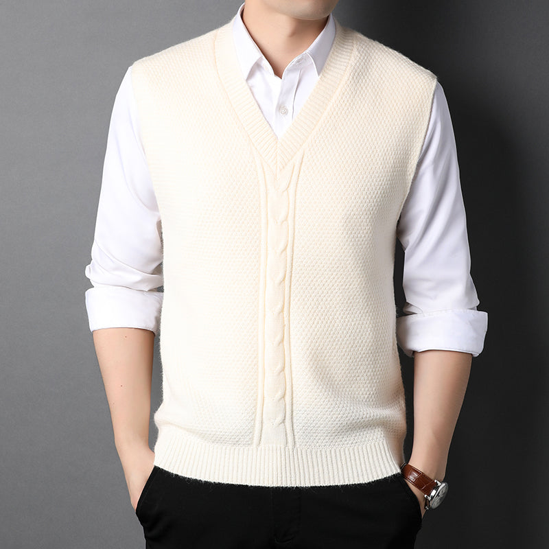 Men's Cable-Knit V-Neck Sweater Vest