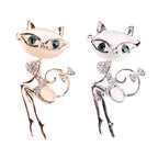 Cat Rhinestone Opal Brooch