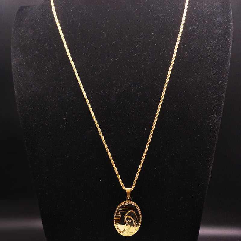 Mary Mother of God Stainless Steel Pendant Necklace