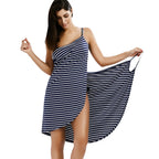 Striped Bodycon Beach Cover-Up Dress