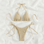Textured Halter Tie-Side Bikini Set