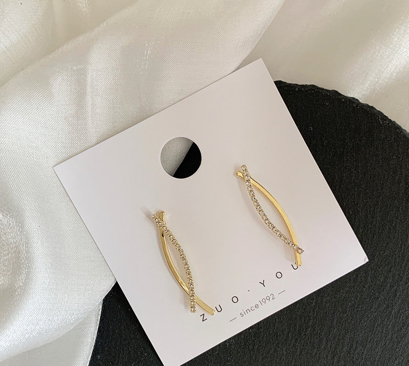 Minimalist Korean Curved Cross Earrings