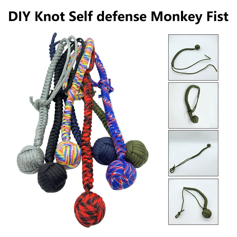 Outdoor EDC Self Defense Keychain with Monkey Fist Rope | Accessory
