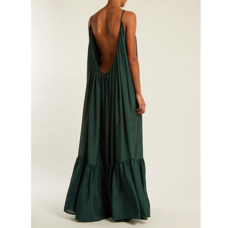 Sleeveless Long Dress with Spaghetti Straps for Women