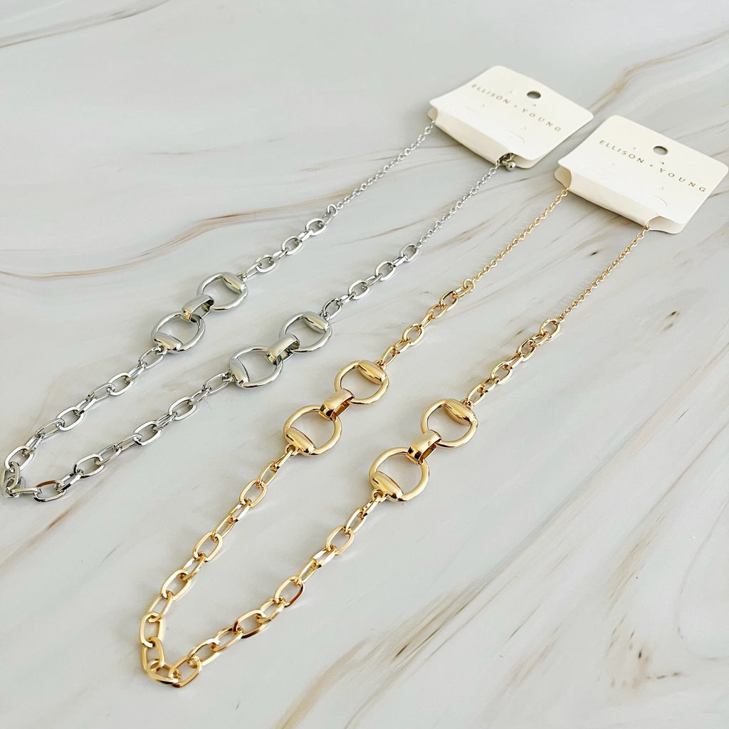 Double Equestrian Horsebit Chain Necklace