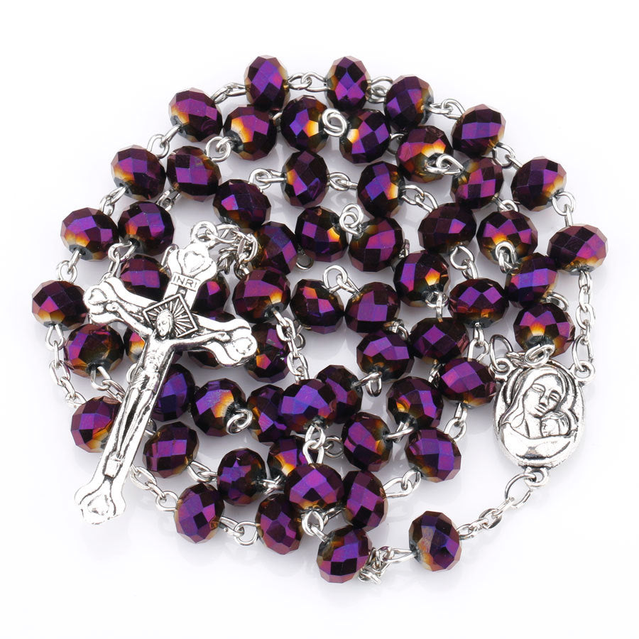Beaded Crucifix Rosary Necklace