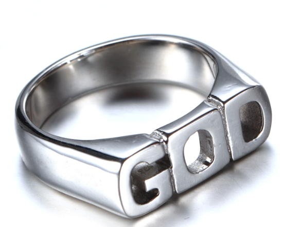 Stainless Steel GOD Letter Ring | Christian Jewelry