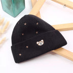 Cute Teddy Bear Knitted Hat for Fashionable Kids | Embroidered Cap