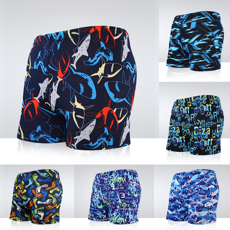 Large Loose Fit Adult Swim Shorts with Beach Print