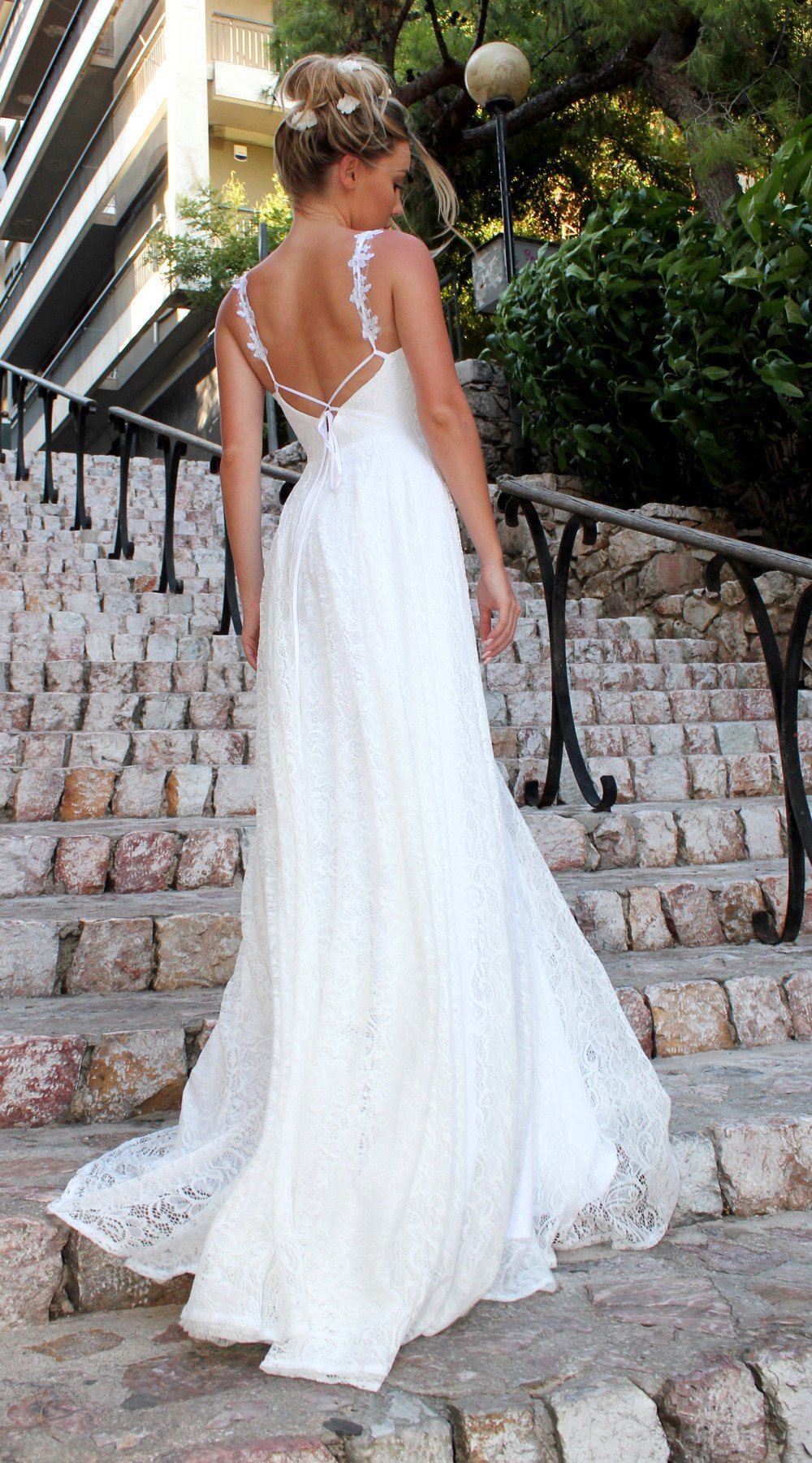 Sexy V-Neck Lace Maxi Dress with Spaghetti Straps