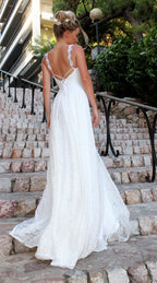 Sexy V-Neck Lace Maxi Dress with Spaghetti Straps