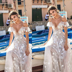 Lace and Tulle Long Dress with Spaghetti Straps