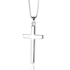 Silver Plain Cross Pendant Necklace